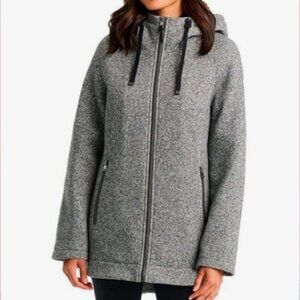 1 Madison Expedition SZL Gray Knit Hooded Zip Front Jacket Utility Gorpcore Cozy